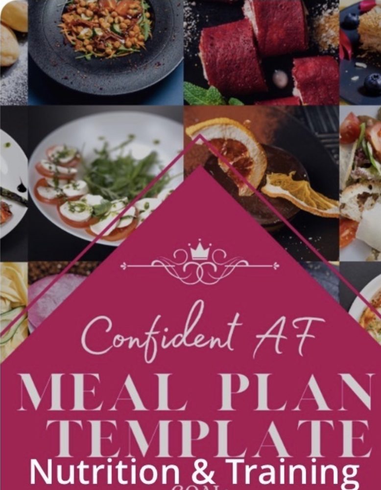 Confident AF Meal Plan Template cover for nutrition and training