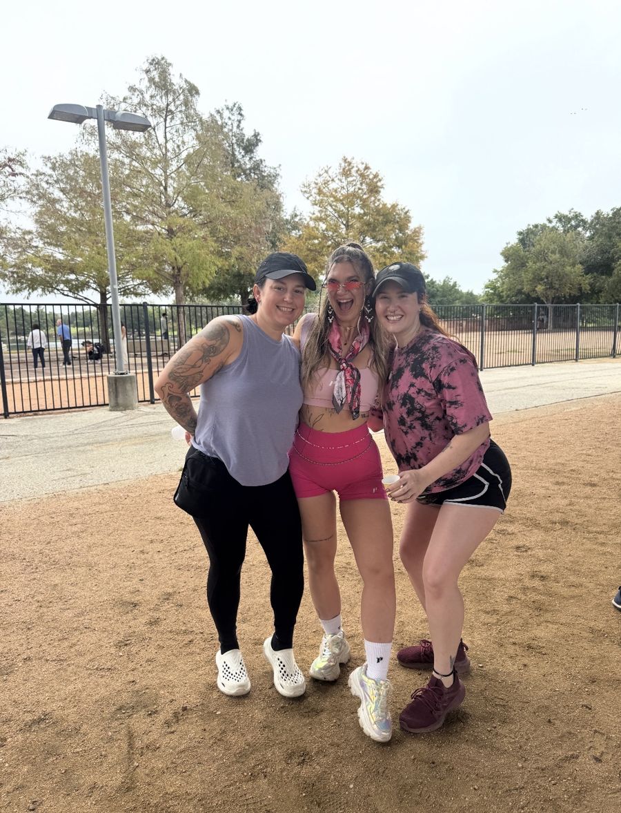 Sami with two walkers after the walk